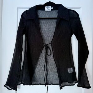 Princess Polly Textured Black Blouse